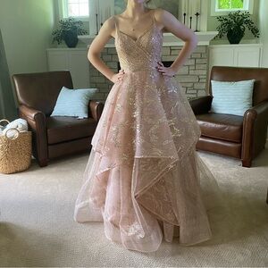 Ellie Wilde Pink and Gold Prom Dress